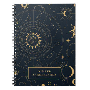 Caderno Espiral Computador portátil Celestial Mystical Elements