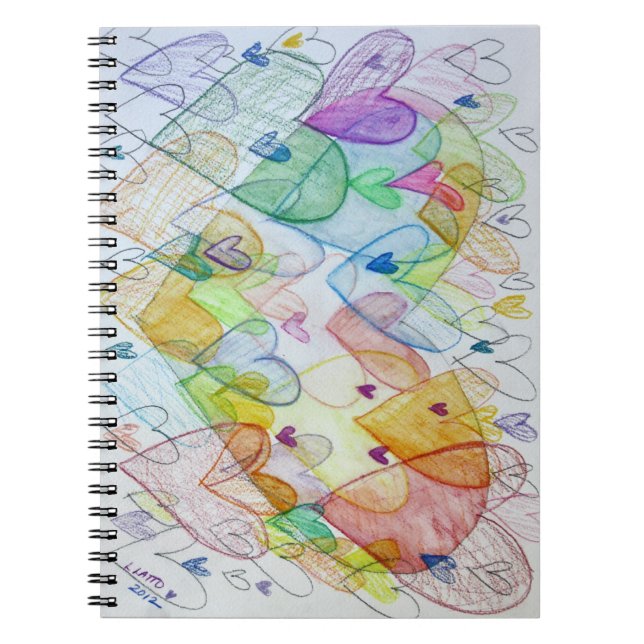 Caderno Espiral Comunidade Corações Arco-Íris Diário para Notebook (Frente)
