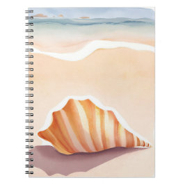Caderno Espiral Conch Shell | Ocean Seashell Coastal Beach