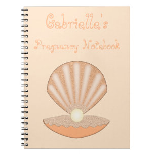 Caderno Espiral Concha de ostra e Pérola Gravidez Neutra em Gênero