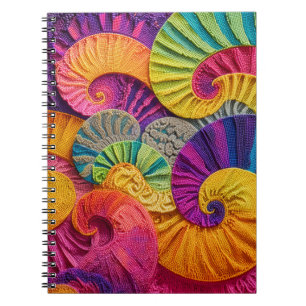 Caderno Espiral Conchas Cromáticas: Mosaico Vibrante em Espiral