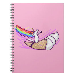 Caderno Espiral Cone de Sorvete de Cavalgar Arco-íris Unicórnio