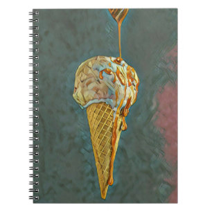 Caderno Espiral cone de sorvete de chocolate derretido