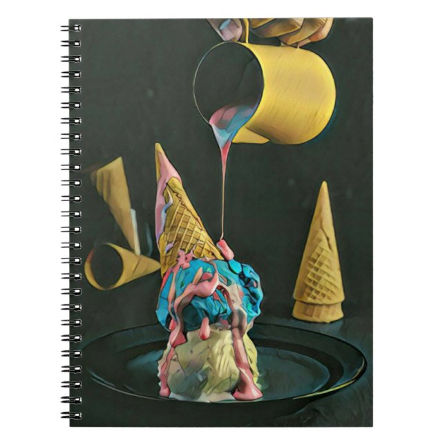 Caderno Espiral Cone de sorvete de morango (Frente)