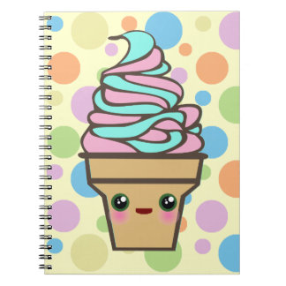 Caderno Espiral Cone de Sorvete Kawaii Rave