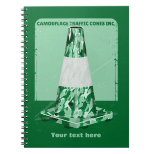 Caderno Espiral Cone de trânsito engraçado com cone de Camouflard