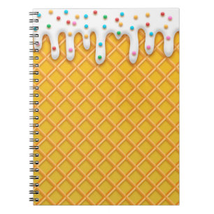 Caderno Espiral Cone De Waffle Com sorvete Com Préguas