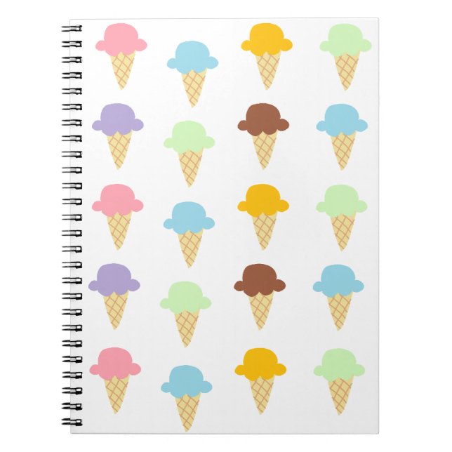 Caderno Espiral Cones coloridos do sorvete (Frente)