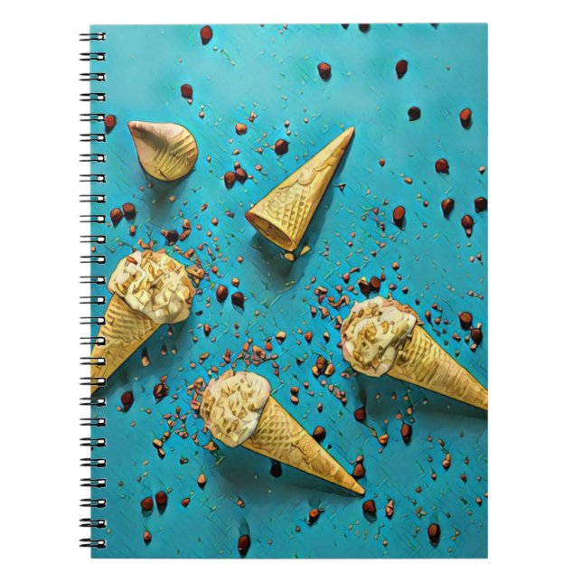 Caderno Espiral Cones de waffle de sorvete (Frente)