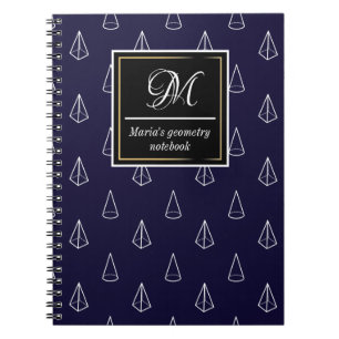 Caderno Espiral cones e pirâmides geométricas iniciais personaliza