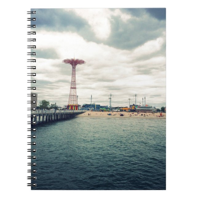 Caderno Espiral Coney Island Beach Panorama (Frente)