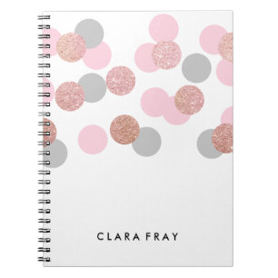 Caderno Espiral confete cor-de-rosa elegante rosa