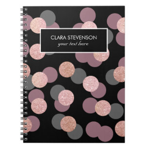 Caderno Espiral confete cor-de-rosa elegante rosa