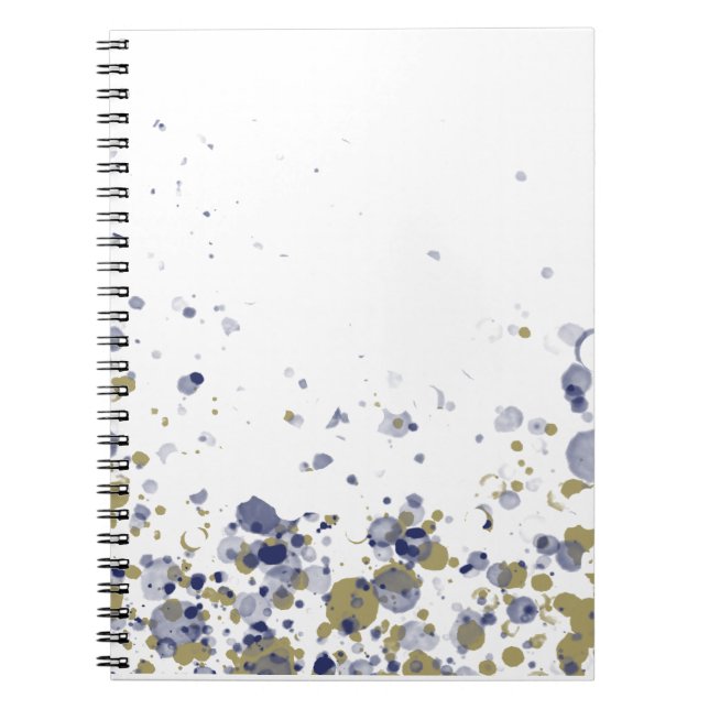 Caderno Espiral Confetes Azul Dourado (Frente)