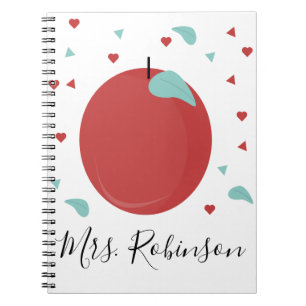 Caderno Espiral Confetes de Maçã Fofos Nome de Professores