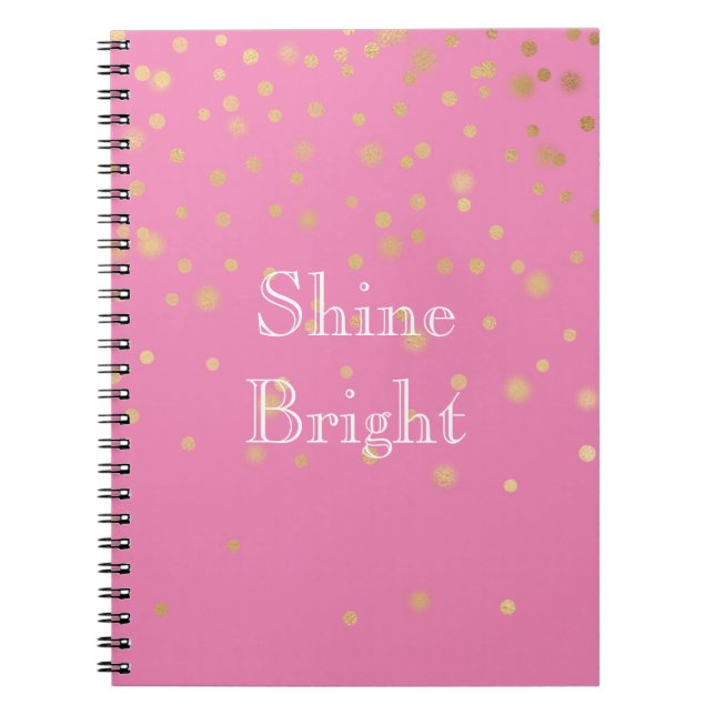 Caderno Espiral Confetti Dourado Rosa (Frente)
