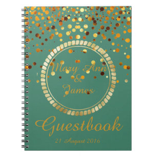 Caderno Espiral Confetti Glitter Faux Foil Green Guest Notebo Dour