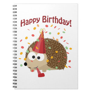Caderno Espiral Confetti Happy Birthday Hedgehog