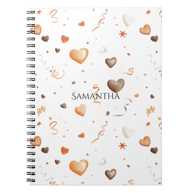 Caderno Espiral Confetti Peach Chocolate Hearts (Frente)