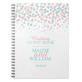 Caderno Espiral Confetti pontos laranja verde livro de convidados