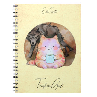 Caderno Espiral Confiança em Deus - Lobo Café de Notebook Personal