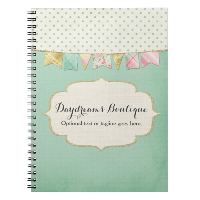 Caderno Espiral Conjunto de Bandeirolas Shabby Chic Boutique em Ro (Frente)