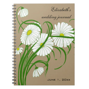 Caderno Espiral Conjunto de casamento de flores de margarida Gerbe