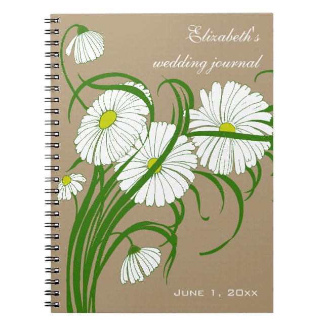 Caderno Espiral Conjunto de casamento de flores de margarida Gerbe (Frente)