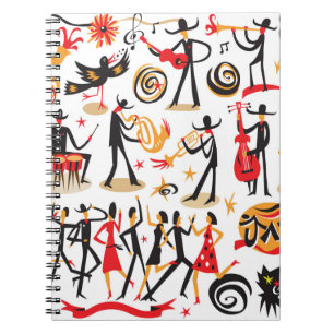 Caderno Espiral Conjunto de ícones de Jazz: fundo branco isolado