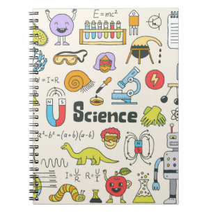 Caderno Espiral Conjunto de rabiscos da ciência escolar 1. Vintag