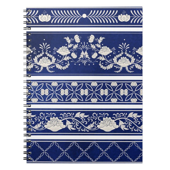 Caderno Espiral Conjunto perfeito de cinco padrões de bordas (Frente)