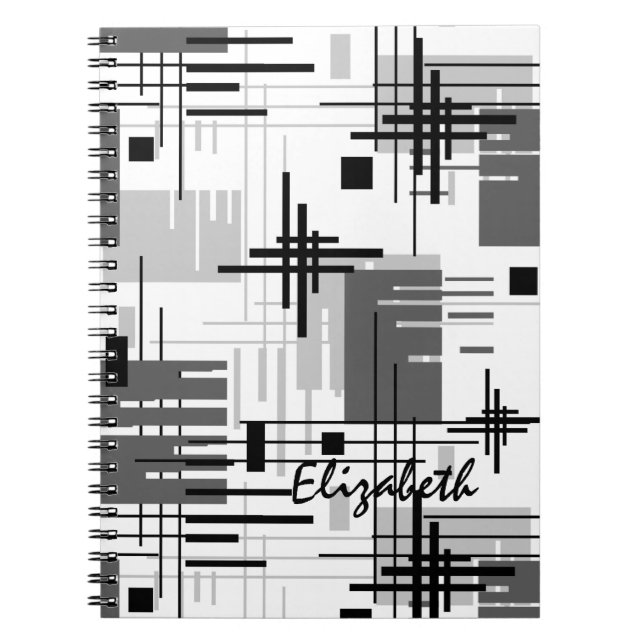 Caderno Espiral Cons revestidos de formas geométricas abstrato mod (Frente)