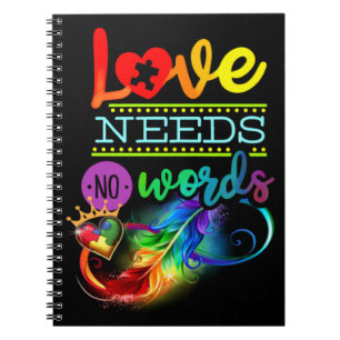 Caderno Espiral Consciência do Autismo ASD Infinito Arco-íris Amor