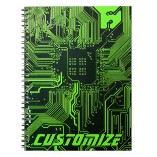 Caderno Espiral Conselho de circuito de computador verde Legal per