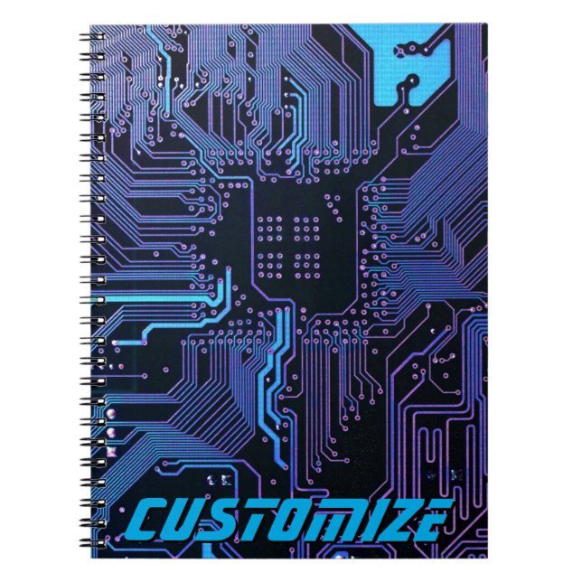 Caderno Espiral Conselho de Circuito Eletrônico Azul PCB Blue - Ou (Frente)