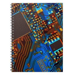 Caderno Espiral Conselho de circuito eletrônico fechar fundo, jato