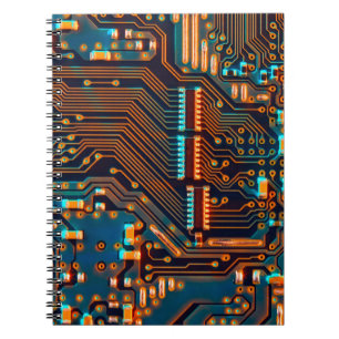 Caderno Espiral Conselho de circuito eletrônico fechar fundo, jato