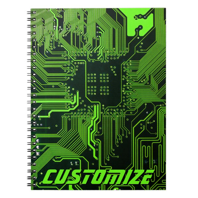 Caderno Espiral Conselho de Circuito Eletrônico Verde PCB Personal (Frente)