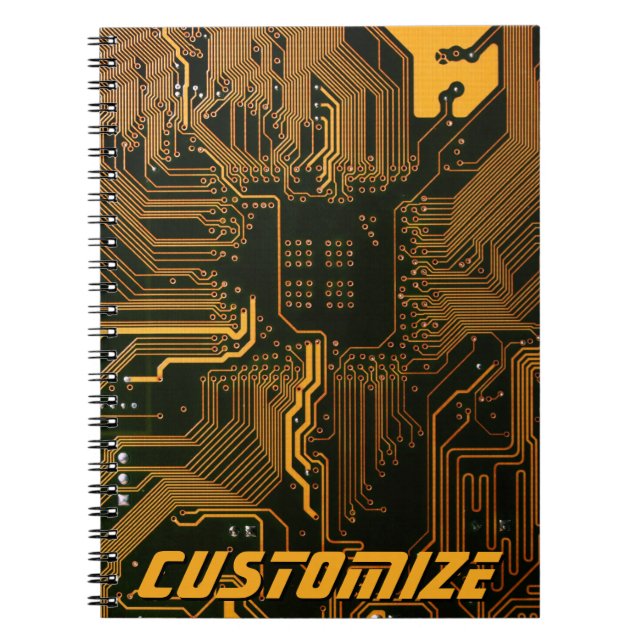 Caderno Espiral Conselho de Circuito Laranja de PCBs Personalizado (Frente)