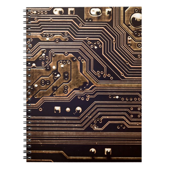Caderno Espiral conselho do circuito do ouro. Hardware eletrônico (Frente)