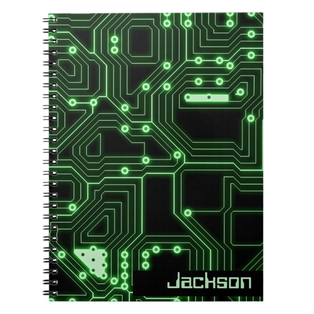Caderno Espiral Conselho Neon Green Circuit | Espiral Personalizad (Frente)