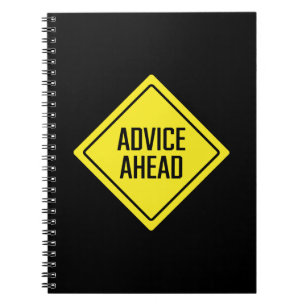 Caderno Espiral Conselhos à Frente Sinal rodoviário Notebook e