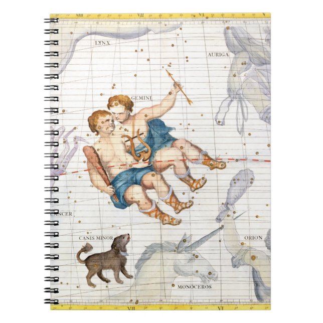 Caderno Espiral Constelação de Gêmeos com menor de Canis, placa 13 (Frente)