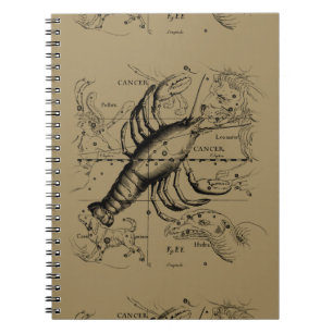 Caderno Espiral Constelação Hevelius do cancer Engaving 1690