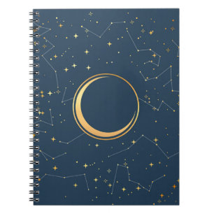 Caderno Espiral Constelações Eclipse de Lua do marinho e do Cres