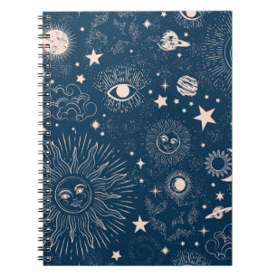 Caderno Espiral Constelações Galácticas: Design de Padrão Espacial