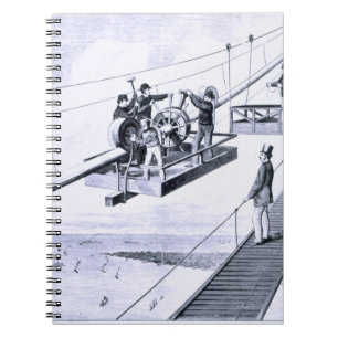 Caderno Espiral Construção da ponte de Brooklyn, New York (litho