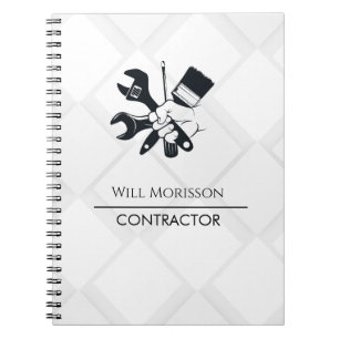 Caderno Espiral Construção de Bloco Preto e Branco Moderno