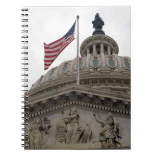 Caderno Espiral Construção do Capitólio dos E.U. com a bandeira