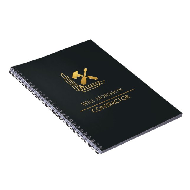 Caderno Espiral Construção Moderna de Edifícios Dourado e Preto (Lado Direito)